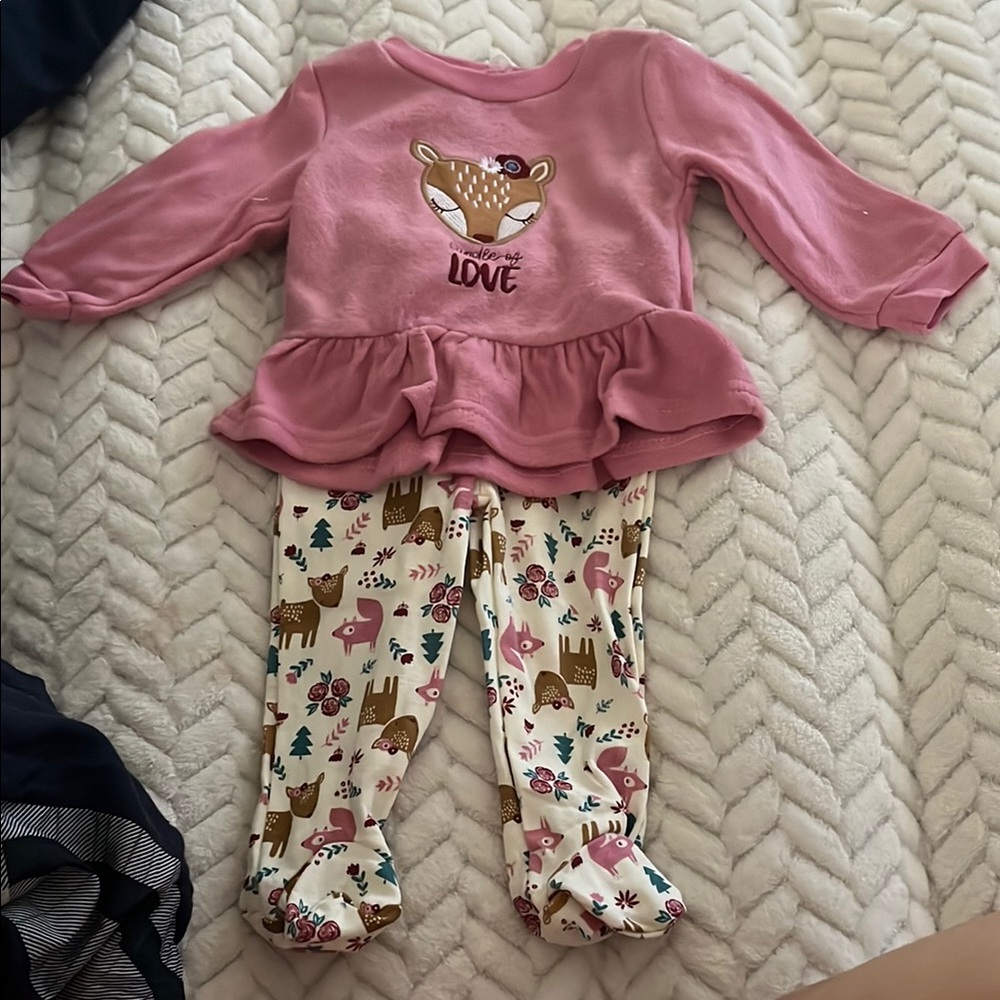 Pink Deer Love Kids Pajamas